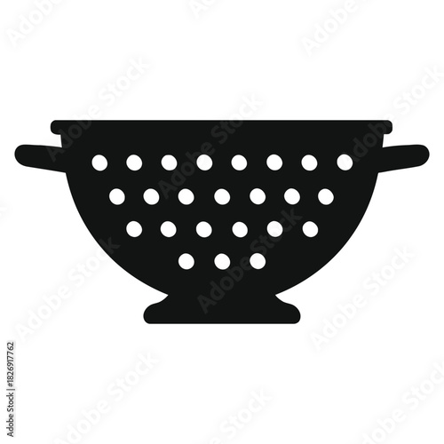 Colander silhouette icon kitchen strainer utensil for draining pasta food