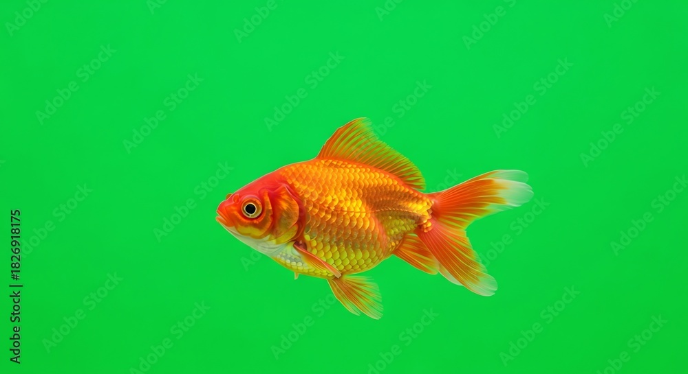 Fototapeta premium Goldfish on Green Screen for Digital Design Projects