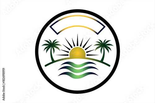 Tropical Beach Sunset Icon