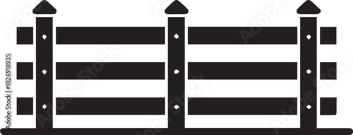 Wooden Picket Fence Icon Set