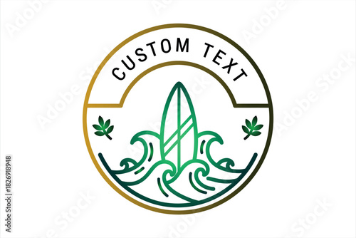 Surfboard Wave Custom Text Logo Design