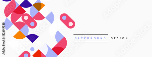 Abstract colorful overlapping shapes create modern background. Minimalist design with vibrant hues, suitable for digital projects.