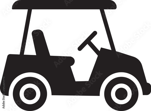 Golf cart silhouette icon isolated on transparent background, electric transport vehicle symbol, side view vector illustrations, isolated simple flat design.