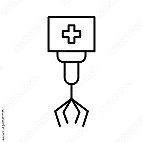Robotic arm icon gripper manipulator, medical robotic claw. Automation and technology concept for manufacturing and medicine. Vector illustration