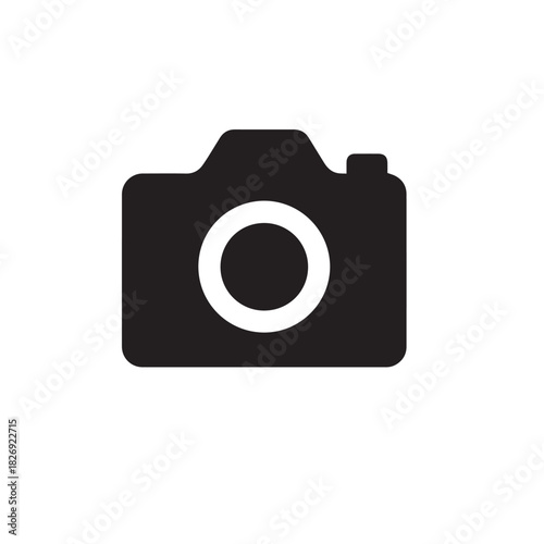 Digital photo camera, Compact digital camera, Simple black digital camera vector icon for photography app interface
