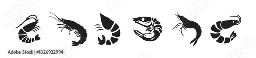 Shrimp vector icon,  shrimp fish logo, silhouette of a shrimp isolated design, vector illustration EPS 10.