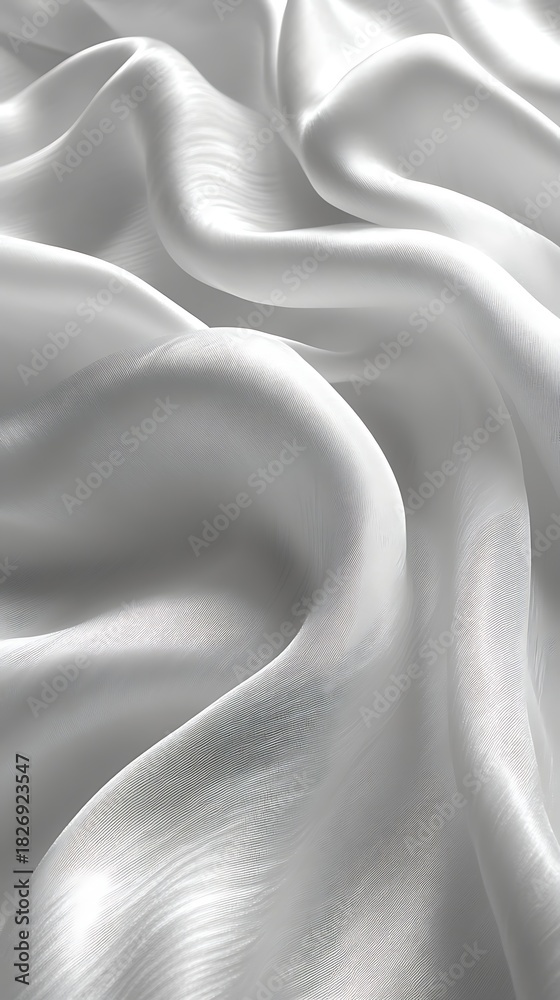 Obraz premium Elegant drapes of smooth white silk fabric gently flowing and creating soft subtle shadows and highlights