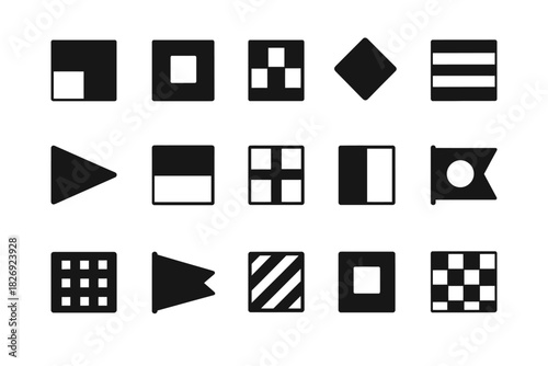 Nautical signal flags collection with geometric shapes