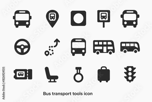 Bus transport icons: simple symbols for public transit and travel