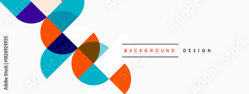 Abstract geometric shapes overlap, creating vibrant visual composition. White background emphasizes colorful design elements.