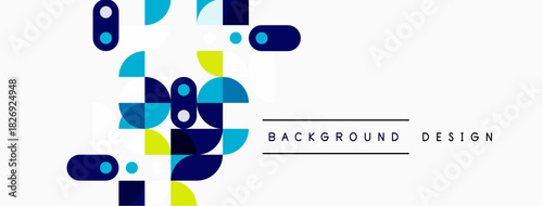 Abstract geometric shapes, blue, yellow, navy. Minimalist design over white background. Modern aesthetic, clean lines, simple composition.