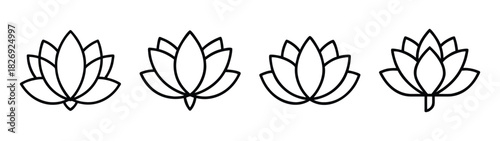 Vector lotus flower illustration floral design element for print and web design projects icon set