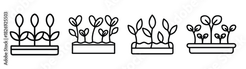Outline potted plants vector illustration for gardening and agriculture design and decoration