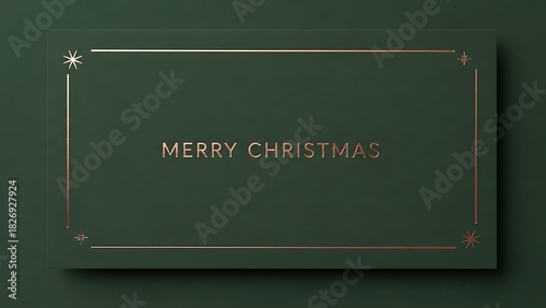 Dark green christmas card with gold merry christmas text and border