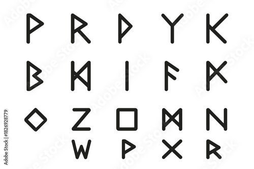 Ancient norse viking runes symmetrical symbol collection