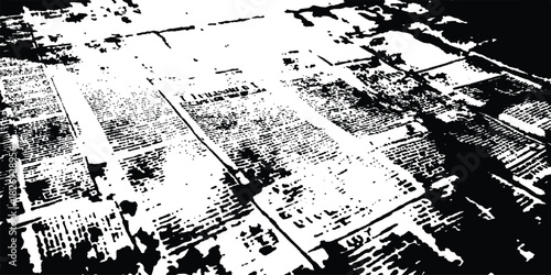 Newspaper paper grunge aged newsprint pattern background. Vintage old newspapers template texture. Vector white and black newspaper paper grunge vintage old aged texture. 