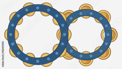 Energetic tambourine instrument graphic brings the rhythm to creative music and movement designs with fun style