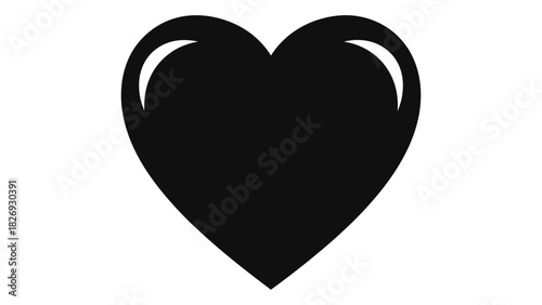 Black heart icon symbolizing compassion, care, love, emotion, and support, representing deep connection and affection.