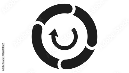 Circular process arrow icon illustrating continuous refresh, update, reload, cycle, and perpetual motion concept.