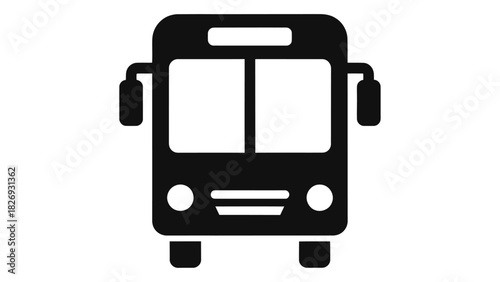 Front view silhouette of a public transportation bus, ideal for travel, commute, and city mobility service concepts.