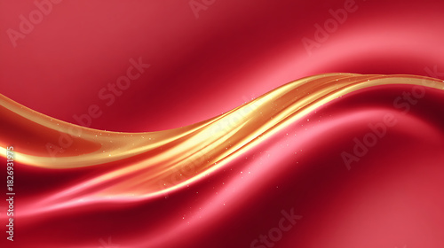 Stunning Iridescent Red Metallic Gradient Waves with Golden Highlights Creating a Festive and Luxurious Atmosphere Perfect for Christmas Celebrations and Holiday Decor