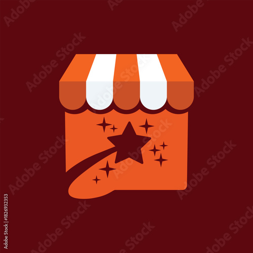 Storefront star swoosh logo shop market retail ecommerce business service brand icon
