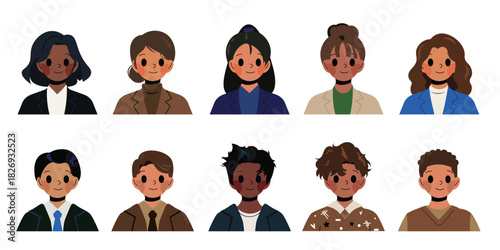 Icon set of business man and business woman vector illustration