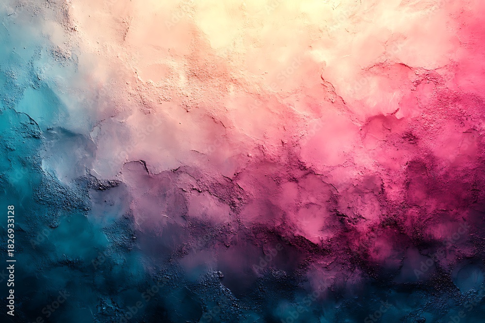 Obraz premium Rough textured surface displays a striking gradient transitioning from vibrant blue to magenta and soft pink