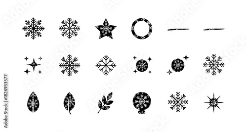 Winter snowflake icon set: decorative elements for seasonal designs