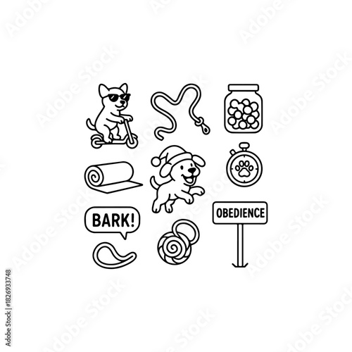 Cute dog themed hand drawn illustrations for crafts and design