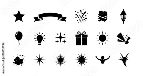 Minimalist icons collection for celebrations and everyday objects