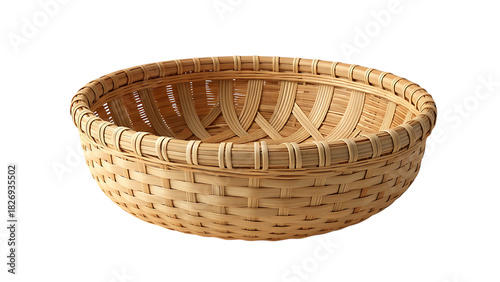 Woven Basket: An intricately woven basket, expertly crafted from natural materials, stands as a testament to traditional artistry and practical design. Showcasing the beauty of handmade object.