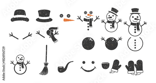 Build your own snowman kit with vintage elements for festive creativity