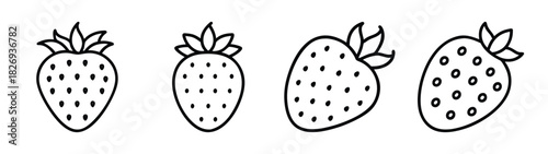 Vector illustration of strawberry fruits outline drawing for coloring book page and design assets