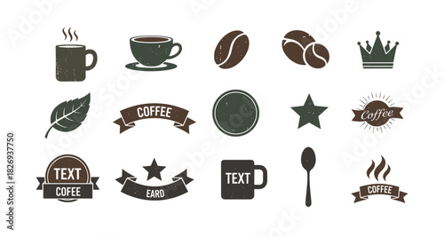 Vintage coffee emblems and icons collection for cafes and baristas