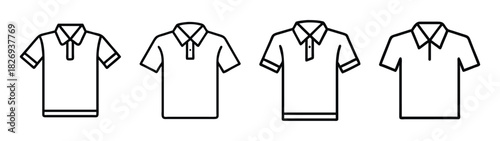 Polo shirt outline vector template collection fashion apparel design illustration graphic set style