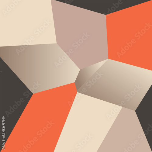 Abstract geometric shapes in shades of orange beige and dark gray