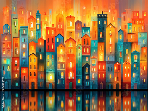 Cartoon city skyline illust...