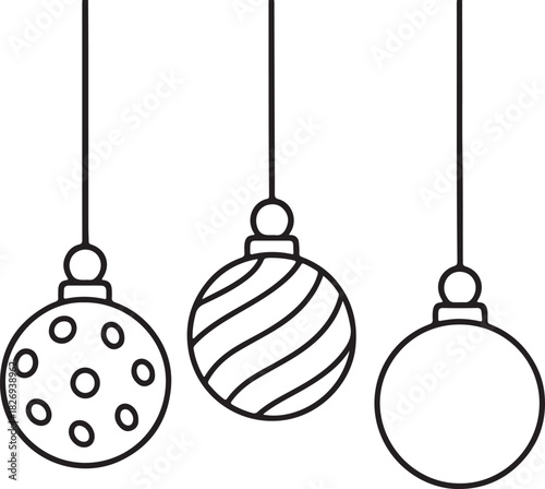 Christmas Ball Ornaments Set Simple Line Art Hanging Decorations