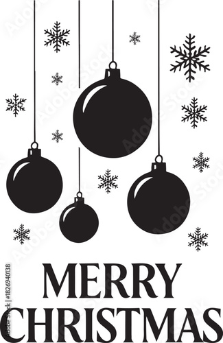 Merry Christmas silhouette Vector Banner.