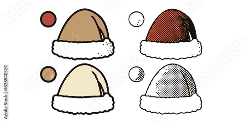 Four different colored hats with white trim and color swatches are shown on a white background.