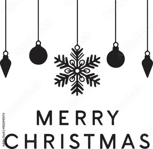 Merry Christmas silhouette Vector Banner.