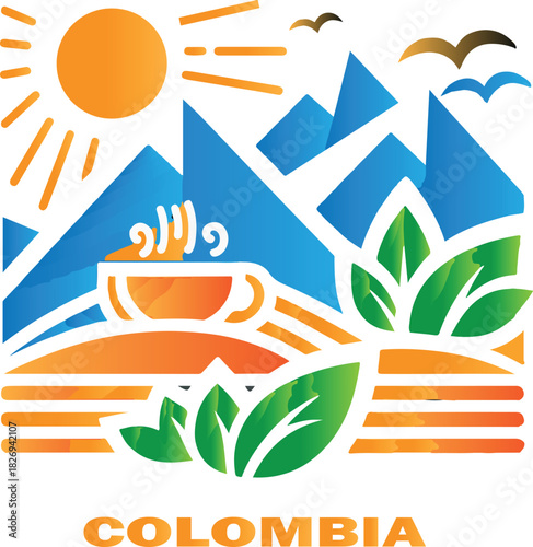 Colombia travel logo icon vector white background .