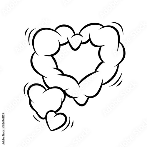 Valentine cartoon cloud heart. Romantic speech bubble in comic style. Love greeting card.