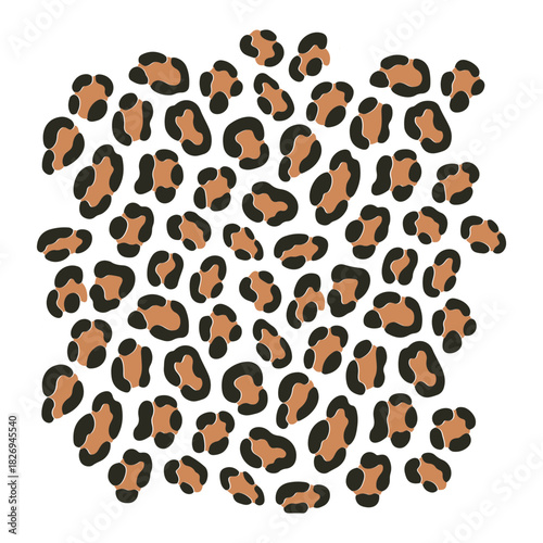 Illustration showing a dense arrangement of leopard print spots in a clustered circular formation