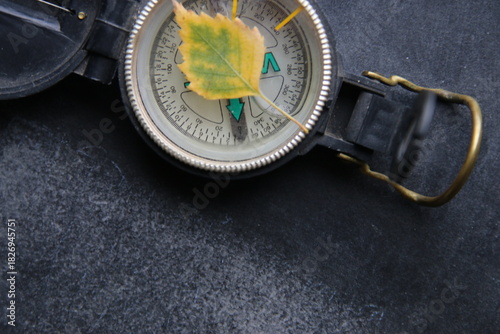 А compass on a vintage background. Symbol of Direction, Guidance, Navigation.