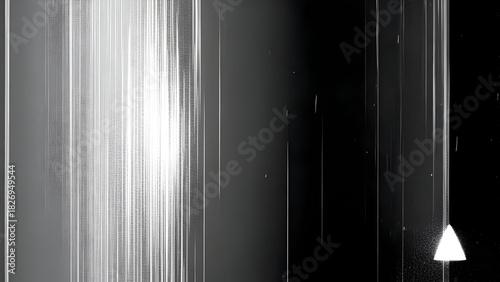 Abstract Light Streaks and Geometric Shape on Dark Background