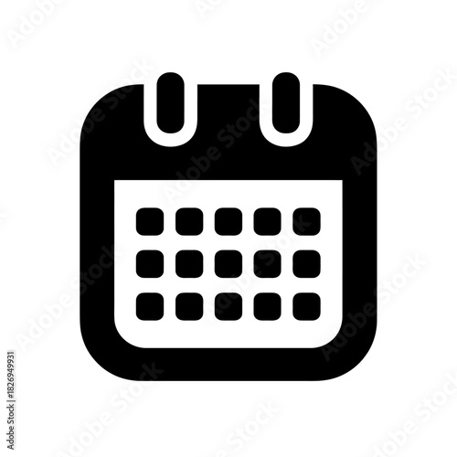 Black and white calendar icon modern design for schedules and reminders