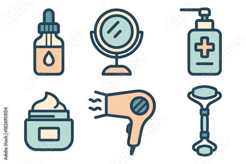 Beauty and wellness icons in modern flat style