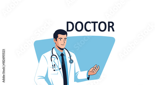 Professional male doctor in medical coat with stethoscope in modern style